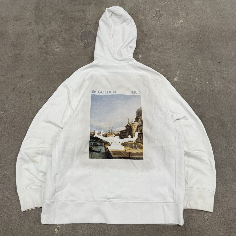 GOLDEN GOOSE DELUXE BRAND BE GOLDEN EP 2 FULL ZIP HOODIE WHITE MEDIUM